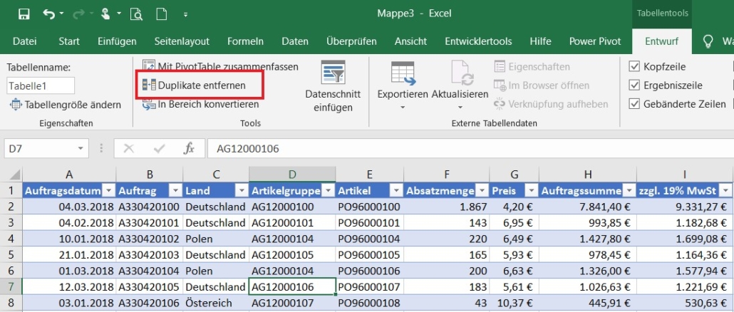 Excel Intelligente Tabellen