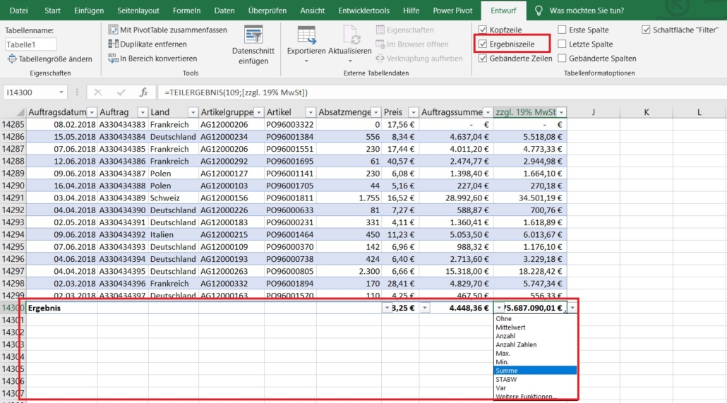 Excel Intelligente Tabellen