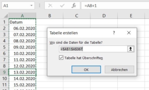 Intelligente Tabelle erstellen