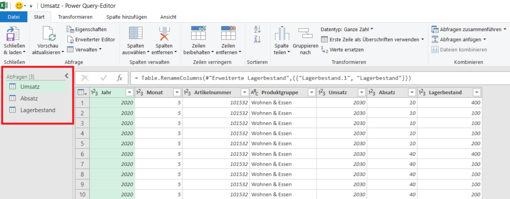 Power Query Abfragen