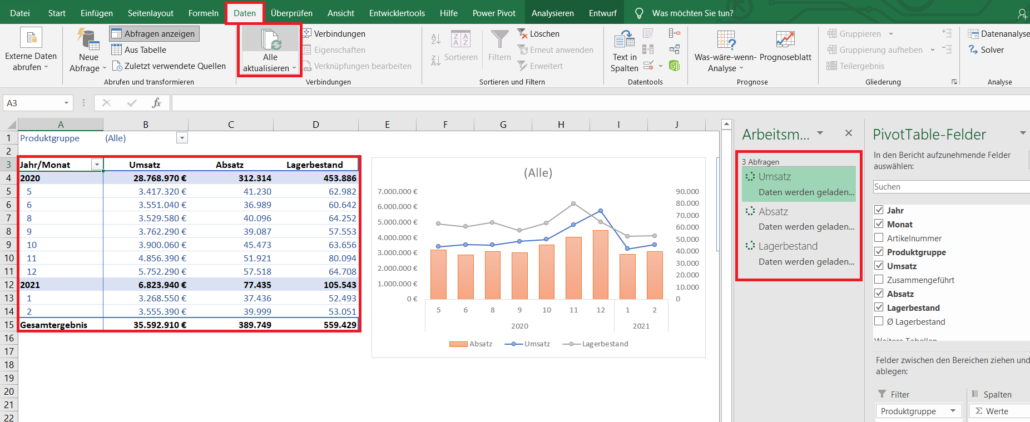 Power Query Daten aktualisieren